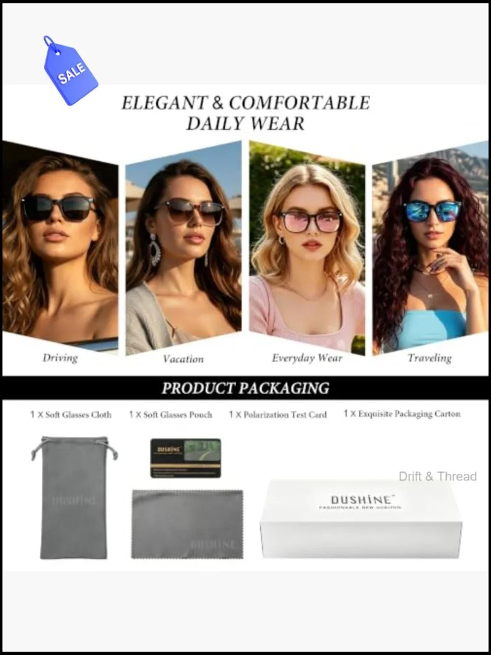 Polarized Sunglasses for Women Retro UV400 Protection Lightweight